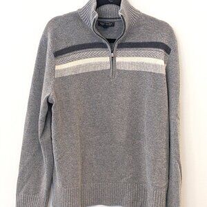 Banana Republic Men's Grey Quarter-Zip Italian Yarn Sweater - Size Medium